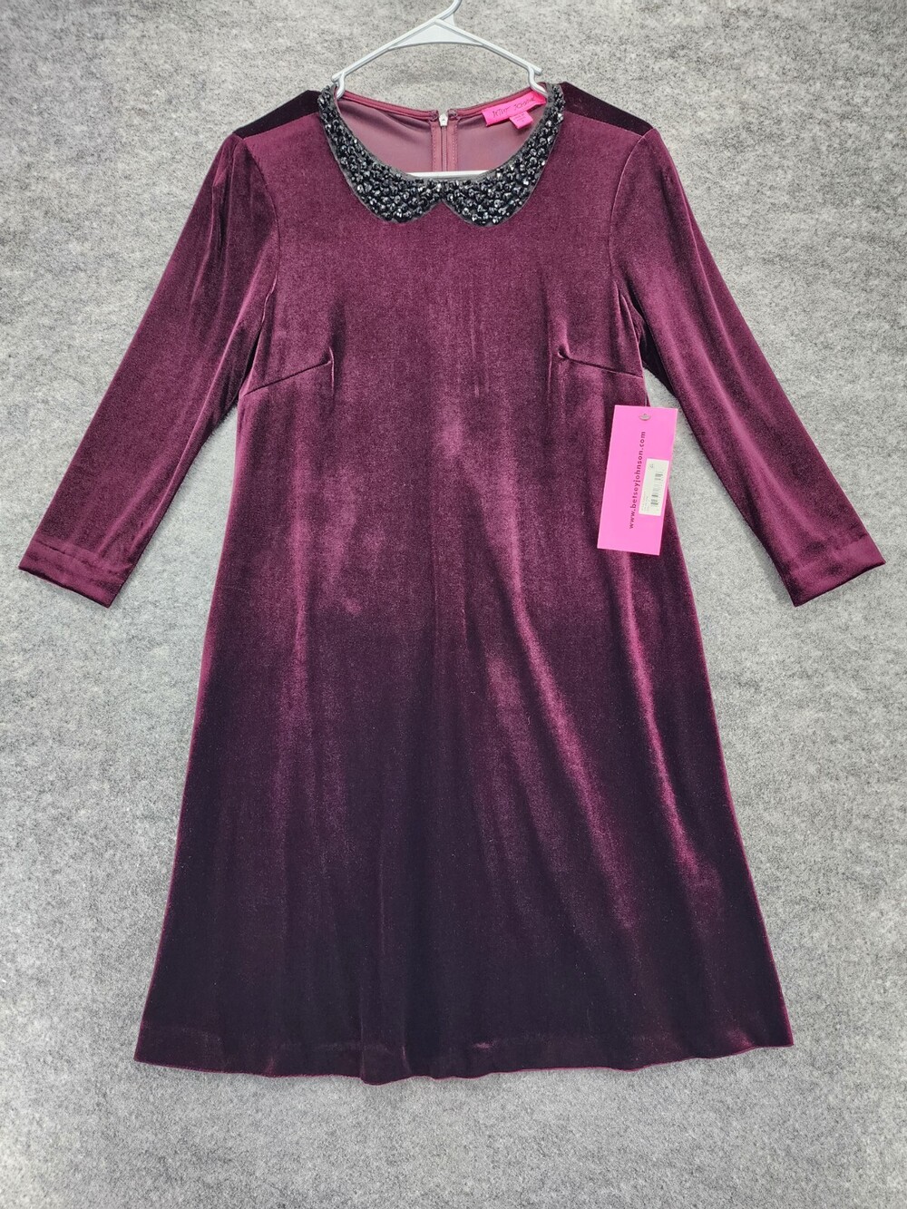 Betsey Johnson Dress Womens 2 Red Velvet Bead Embellished